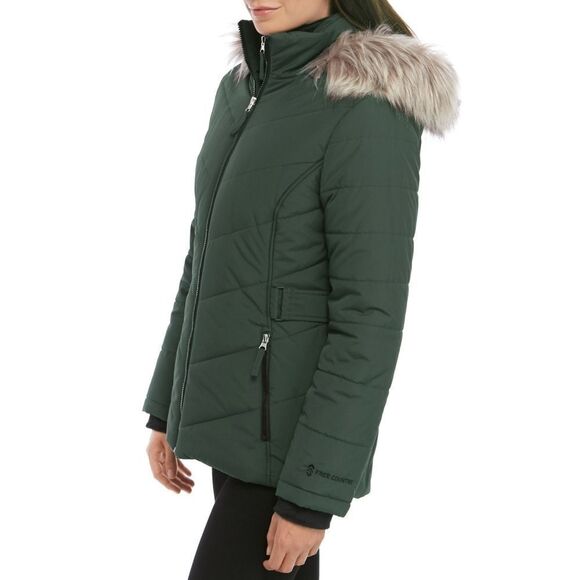 New! FREE COUNTRY Women's Hooded Quilted Puffer Jacket Coat Olive Green Medium - Picture 4 of 5